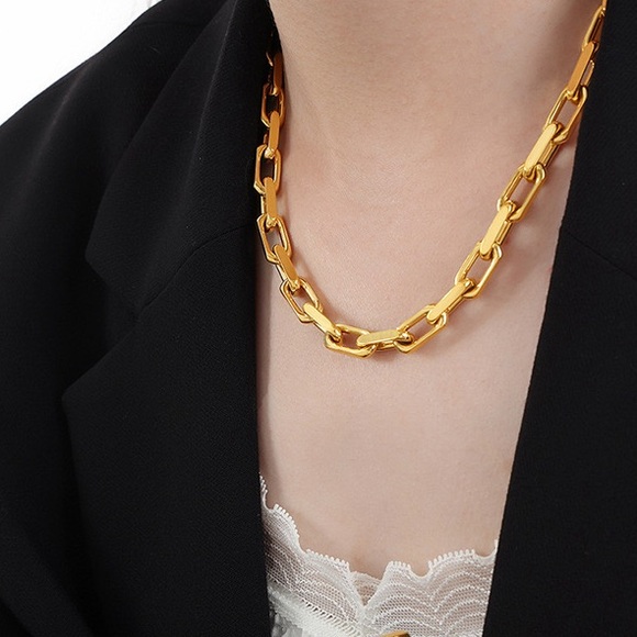 Jewelry - 18K Gold Plated Diamond Cut Chain Necklace*Statement Jewelry*Waterproof Chunky